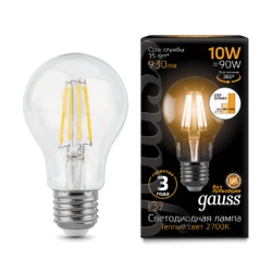 Лампа Gauss LED диммируемая Filament A60 E27 10W 930lm 2700К
