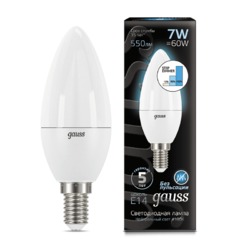 Лампа Gauss LED диммируемая Свеча E14 7W 550lm 4100К