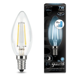 Лампа Gauss LED диммируемая Filament Свеча E14 7W 580lm 4100К