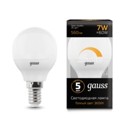 Лампа Gauss LED диммируемая Шар-dim E14 7W 560lm 3000К