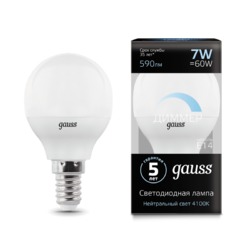 Лампа Gauss LED диммируемая Шар-dim E14 7W 590lm 4100К